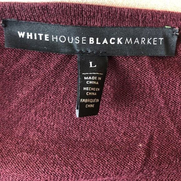 WHBM Sweater Burgundy Cold Shoulder Scoop Neck Womens Size L - Picture 7 of 9